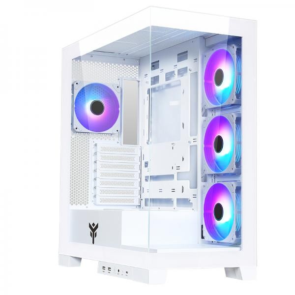 Itek Verde Case Showbui 45W - Gaming Tower, Atx, 4X12cm Argb Fan, 2Xusb3, Type-C, Side Front Panel Te - Immagine 4