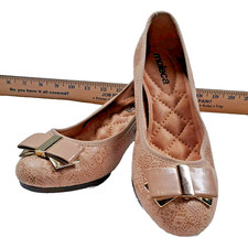 Zapatos bailarina sin cordones con lazo Moleca para mujer talla 7 tostados