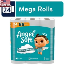 2-Ply Toilet Paper Mega Rolls Bulk Septic Safe Soft Strong 24 Rolls 320 Sheets