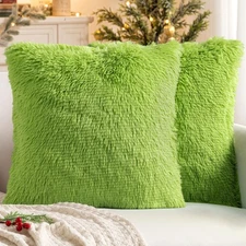 Christmas Pack of 2 Luxury Faux Fur Throw Pillow Cover Deluxe Winter Decorati...