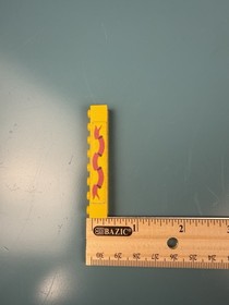 LEGO 1970s Classic Yellow Castle Brick 1 x 8 Pink Ribbon 3008pb006 For 6075 375