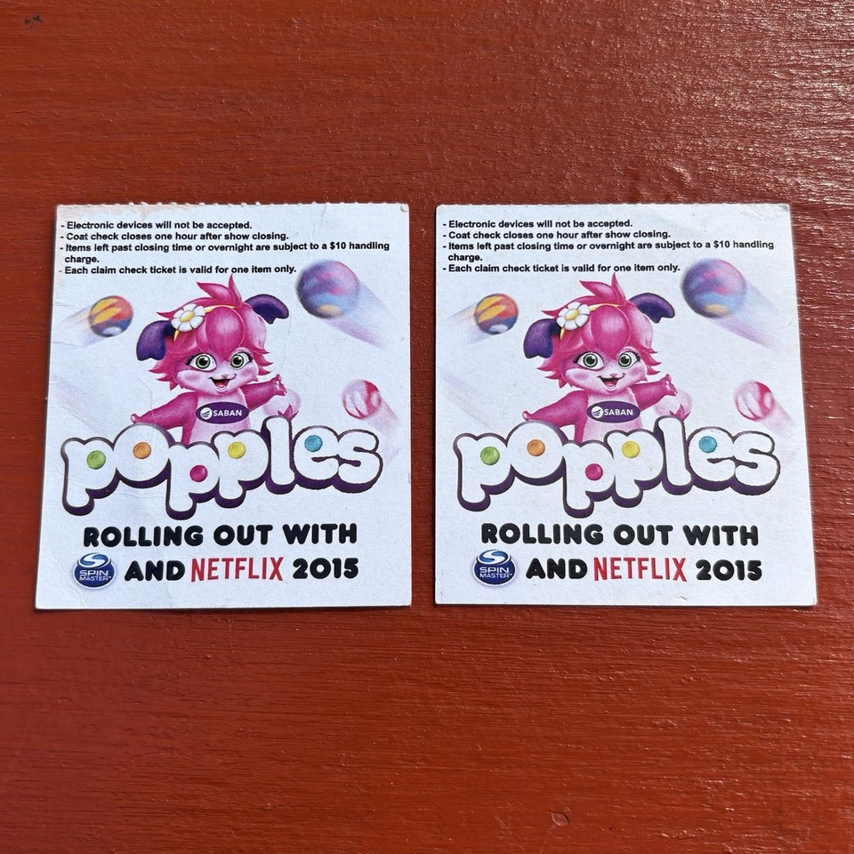 2015 NY NYC Toy Fair Coat Check Claim TICKETS/ Power Rangers/ Popples ...