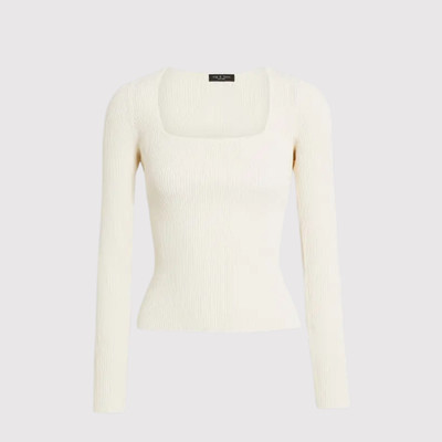Rag & Bone Womens Top Beige Asher Ribbed Knit Square Neck Stretch Y2K Medium