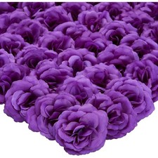 50 Artificial Silk Roses Heads 3 Inch Dark Purple Stemless DIY Wedding Decor