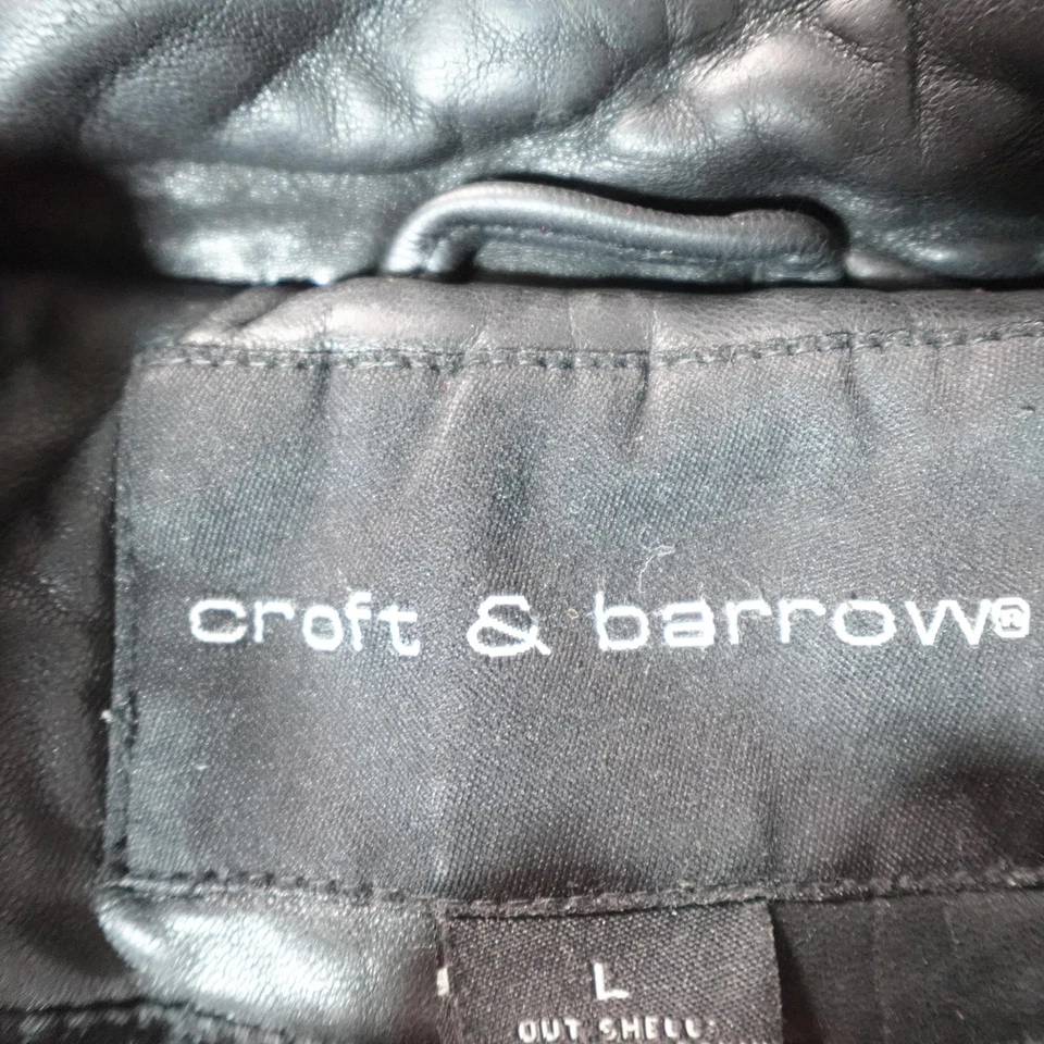 Chaqueta Croft & Barrow Para Hombre Grande Negra Piel de Cordero Cuero Bombardero Motociclista Grunge Abrigo Foto 2 de 4