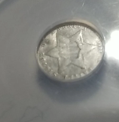 1860 III 3 Cent Nickel 3C U.S. Coin ANACS VF30 Detail Bent & Cleaned - Image 4 of 4