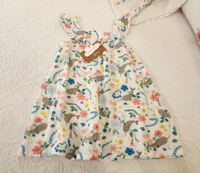 NWT ANGEL DEAR 2T NARWHAL FLORAL SUNDRESS 100% ORGANIC COTTON