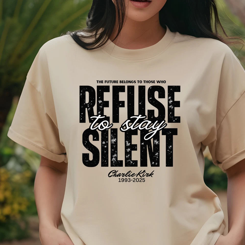 Camiseta Charlie Kirk Camiseta de protesta Camiseta de activista RIP Charlie se niega a quedarse Foto 2 de 4