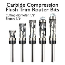 1/4" Shank Flush Trim Compression Router Bit – 1/2" Diameter, Carbide, Up/Down