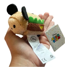 Disney Brown 3.5 Inch Embroidery Mickey Mouse Hamburger Tsum Tsum Mini Plush Toy