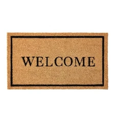  Coco Coir Door Mat with Heavy Duty Backing, Welcome Doormat (17" x Welcome2