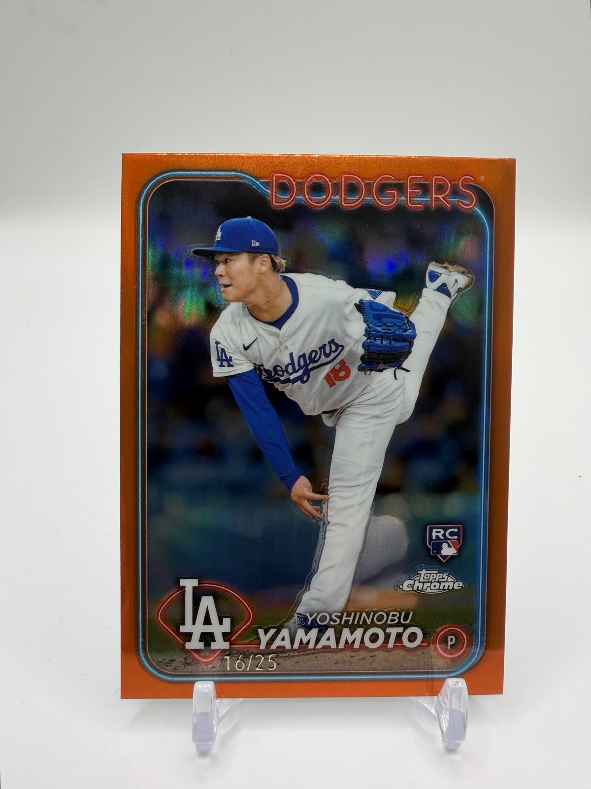2024 Topps Chrome Yoshinobu Yamamoto #18 Orange Refractor RC /25 Dodgers SSP