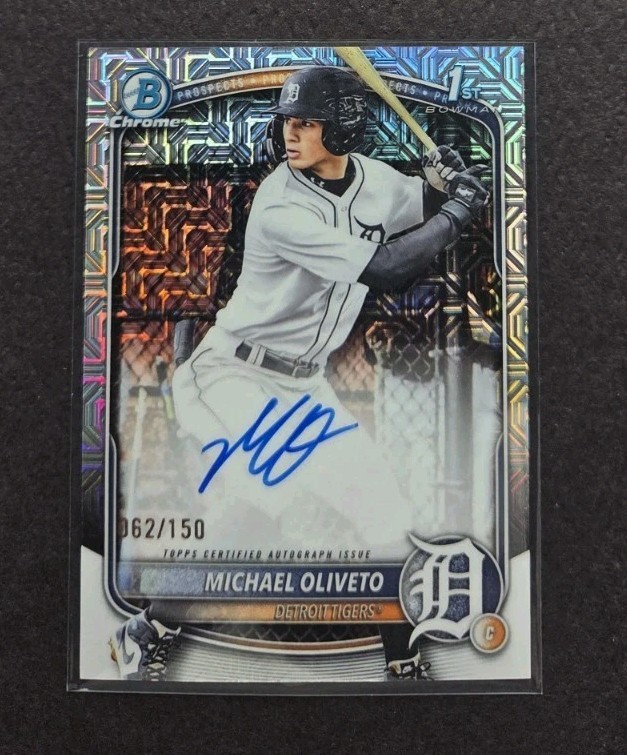 Michael Oliveto 2025 Bowman Draft  Chrome Auto HTA Choice Refractor 1st / 150