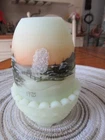 Fenton Glass Hand Painted Custard Fairy Lamp Winter Church Scene 1978