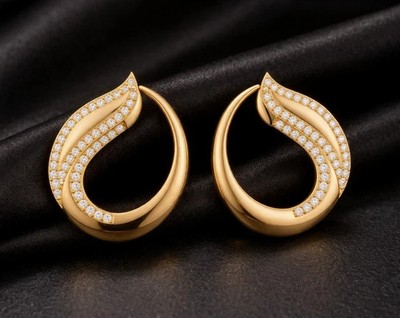 2Ct Round Cut Real Moissanite Women's Stud Earrings In 14K Yellow Gold Plated