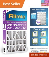 20x25x5 AC Furnace Air Filter, MPR 1550, MERV 12, Fits Trion AirBear, CERTIFI...