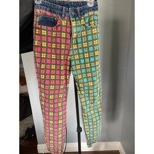 The Ragged Priest Mix Check Mom Jeans in Red  Green