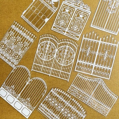 White Wrought Iron Gate Stickers Collage Junk Journal Collage