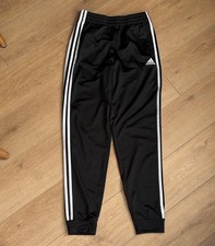 Boys Adidas Warm Joggers Pants Black W/ White Stripe Size 14-16 Large