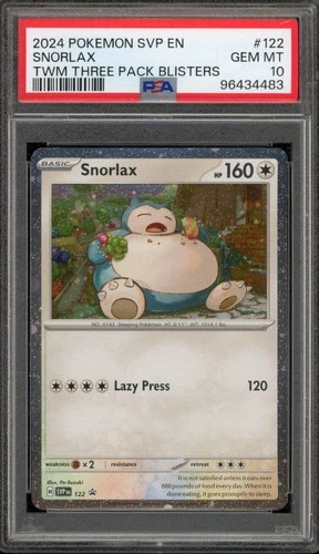 Pokemon Snorlax Twilight Masquerade Three Pk. Blisters Holo Promo #122 PSA 10