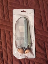 2Pcs/set Silicone Alphabet Baby Pacifier W/Wood Clip Holder-Green & Blue