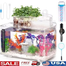 Self Cleaning Betta Fish Tank Kit Aquaponic Hydroponic Indoor Desktop Aquarium