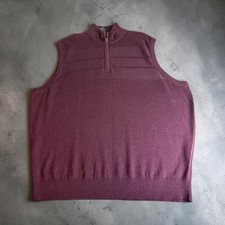 Roundtree Yorke Mens XL Burgundy Cotton Quarter Zip Sweater Vest NWT