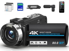4K 80MP Camcorder Ultra HD Vlogging Camera for YouTube 18X Digital Zoom IR Night