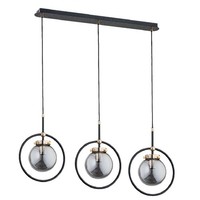 Pendelleuchte 3-Flammig Modern Glas Schwarz Schirm E14 L:80 Cm HäNgelampe KüChe