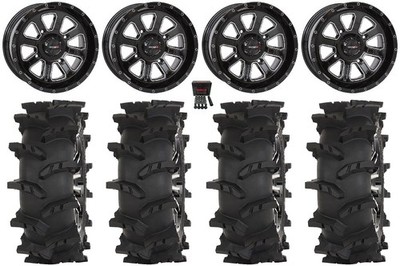 System 3 ST-4 14'' Wheels Black 28'' Outlaw Max Tires Sportsman 550 850 1000