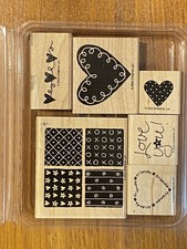 Stampin Up LOVING HEARTS-retired wood set of 6. Valentine's Day