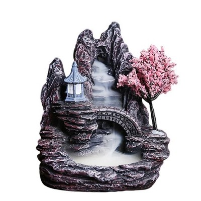 3X(High Mountain Flowing Waterfall Backflow Weihrauchbrenner Home Fragrance8931