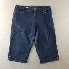 Faded Glory Jeans Womens Sz 20W Capri Dark Wash Normcore Comfy Nice Quality Cute