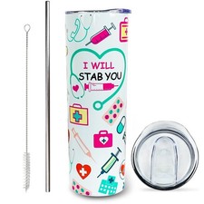 Nurse Tumbler - Stainless Steel Insulated Water Bottle with Lid and Straw - 2...