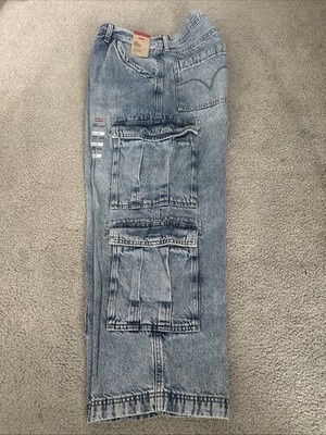 Levi's 578 Baggy Fit Blue Double Cargo Pockets Jeans Men's Measured Size 36Wx29