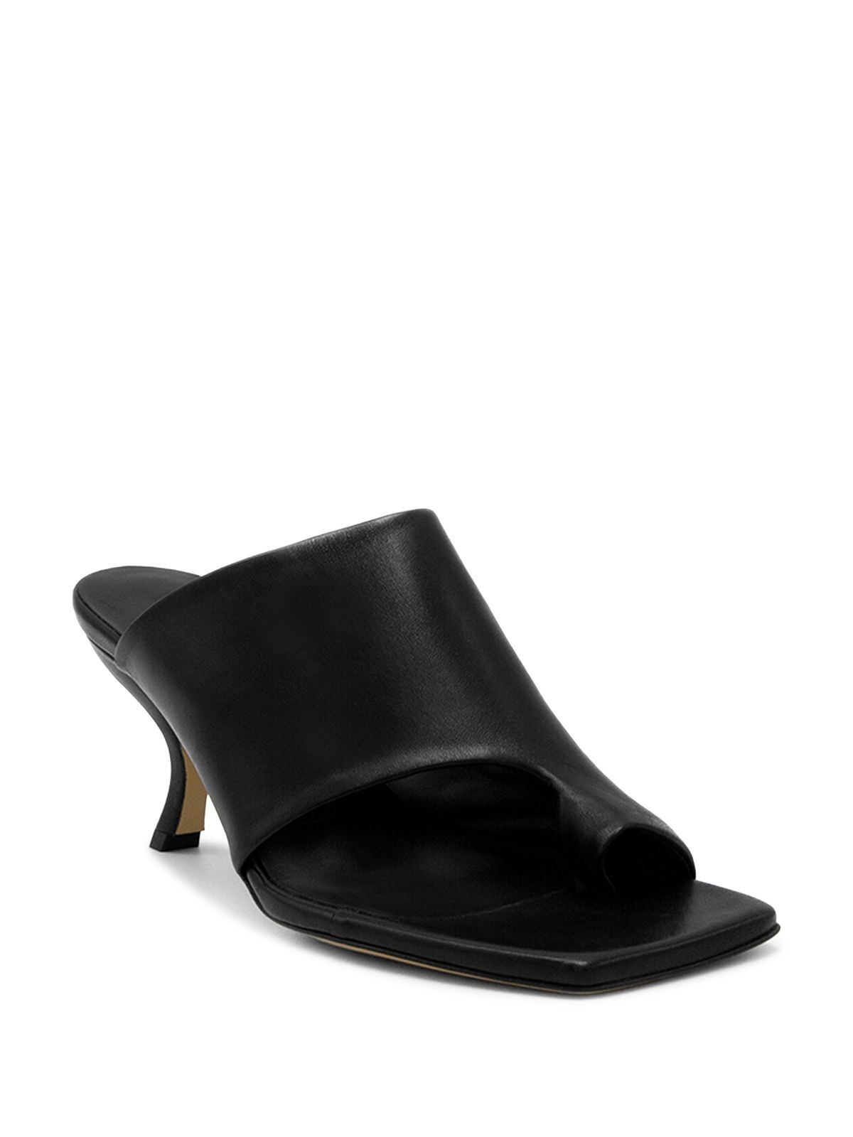 ILIO SMERALDO Womens Black Mule Toe Ring Kim Toe Slip On Leather Sandals 38