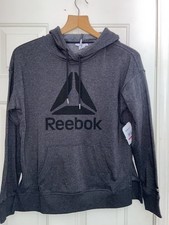 Reebok Black Heather Logo graphic Hoodie Sz Small unisex NWT