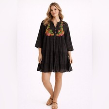 Antica Sartoria by Giacomo Cinque Black Lace Embroidered Cover-Up Dress Fits XL