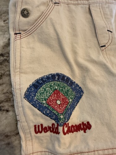 Vintage Boys Overalls And Shirt 2pc Set Baseball Sports Shortalls Size 2T 24M - Picture 2 of 6