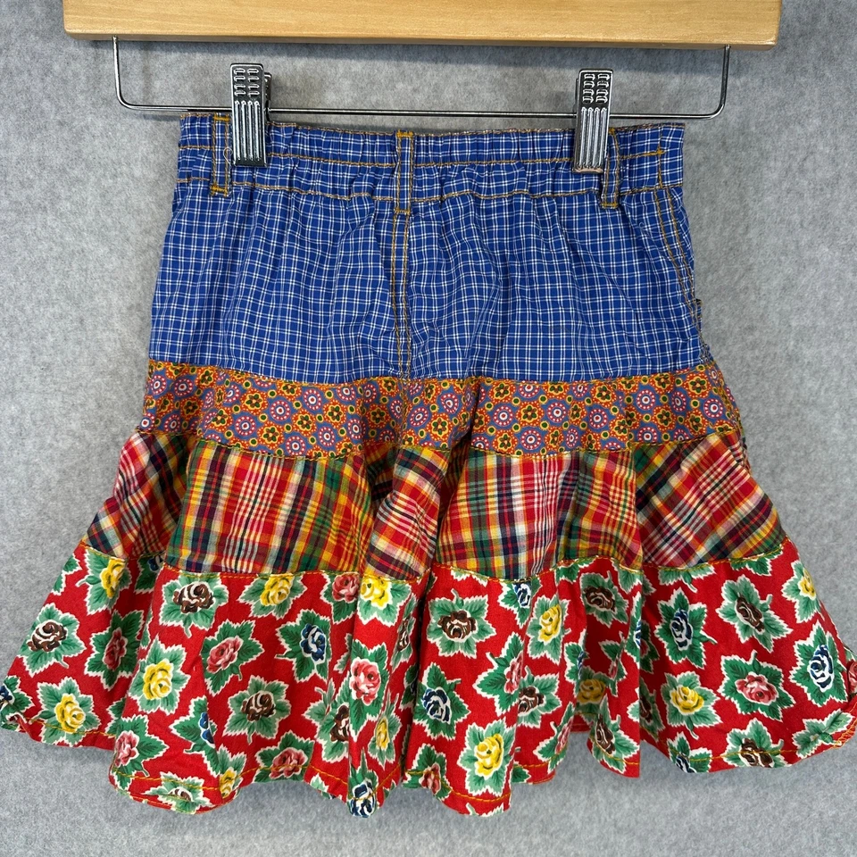 Falda Oilily Vintage Niños Niñas 9-10 Multicolor Floral Estampado A Cuadros Algodón Foto 2 de 4