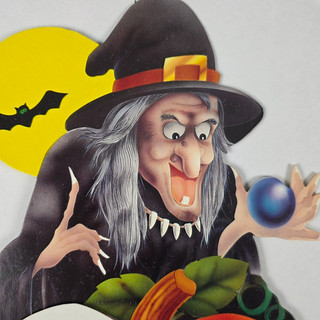 Cleo Halloween Witch Honeycomb Tissue 12" Centerpiece Decor Die Cut Vintage