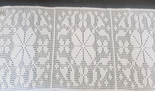 Filethäkeln * Häkelbild Gardine Tischläufer * Handarbeit Vintage 92x32cm 🦢