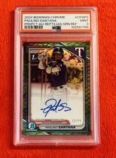 Paulino Santana 2024 Bowman Chrome Auto Autograph Green Reptilian /99! PSA 9!