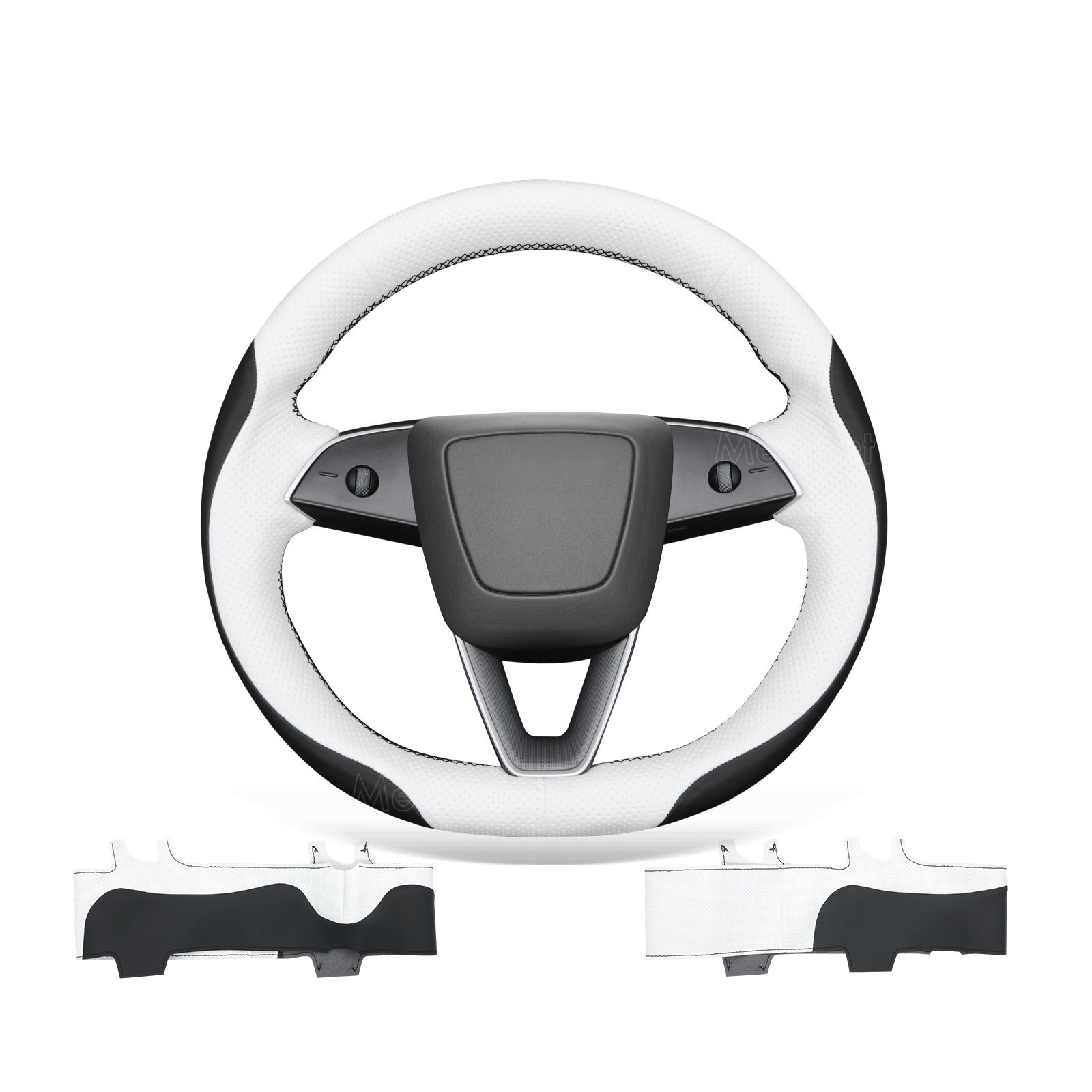 Custom DIY Hand Stitch Steering Wheel Wrap Cover for Tesla Model 3 2023 2024