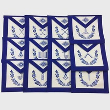 Set of Masonic Officer Aprons   Blue Lodge Regalia with Embroidered Symbols