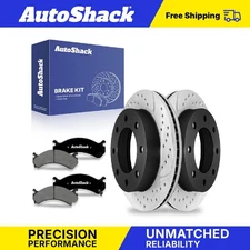 Front Drilled Disc Rotors Ceramic Brake Pads for Chevy Express 2500 4.8L