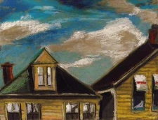 ORIGINAL HOUSE Landscape  Pastel Painting JMW art John Williams Expressionism