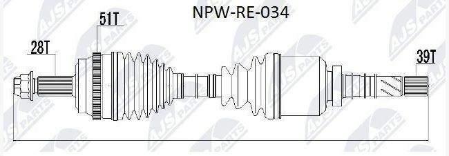 Drive Shaft Renault Master II 2.5DCI 01-, Opel Movano 2.5DTI 01- Right