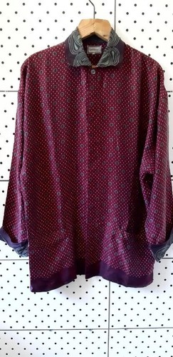 Vintage 80s GIANNI VERSACE Intimo Men Silk Pajamas Burgundy/Green Print Size 50 - Picture 3 of 16