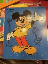 Vintage PLAYSKOOL Kids Walt Disney Mickey Mouse #190-5 Wood Puzzle 8 Piece Blue